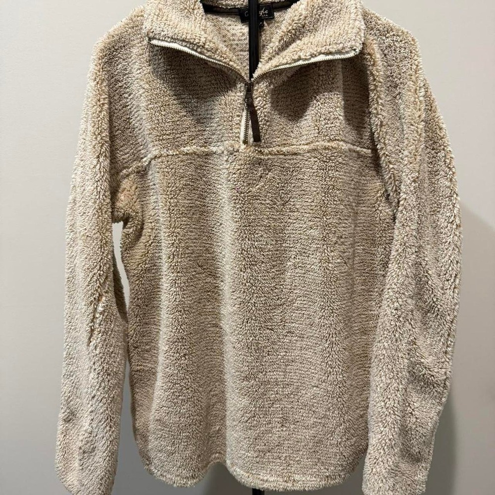 Cream Sherpa Quarter Zip Size M